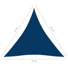 Greatstore Stínící plachta oxfordská látka trojúhelníková 5x6x6 m modrá