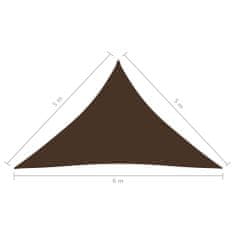 Greatstore Stínící plachta oxfordská látka trojúhelníková 5x5x6 m hnědá
