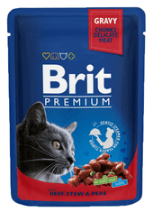 Brit Premium Cat Pouches with Beef Stew & Peas 24 x 100g