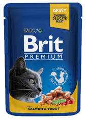 Brit Premium Cat Pouches with Salmon & Trout 24 x 100g