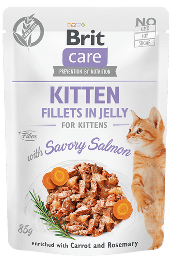 Brit Care Cat Kitten Fillets in Jelly with Savory Salmon 24x85 g