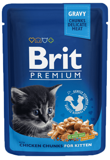 Brit Premium Cat Pouches Chicken Chunks for Kitten 24 x 100g