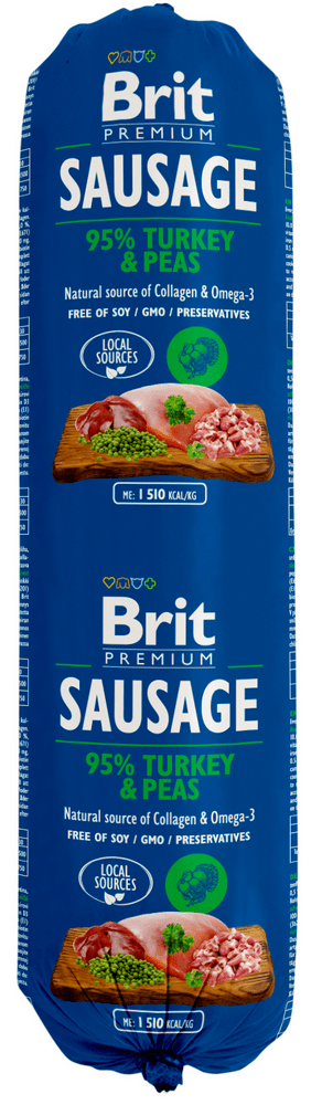 Brit Sausage Turkey & Peas 12 x 800 g