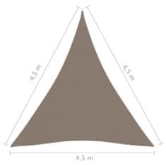 Greatstore Stínící plachta oxfordská látka trojúhelník 4,5x4,5x4,5 m taupe