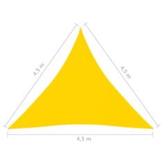Greatstore Stínící plachta oxfordská látka trojúhelník 4,5x4,5x4,5 m žlutá