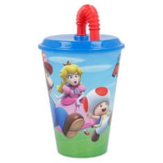 Stor Plastový pohár s víkem a brčkem SUPER MARIO 430ml, 21430