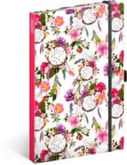Presco Group Notes Lapač snů růžový, linkovaný, 13 × 21 cm