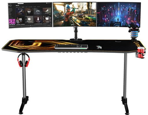 Stůl Arozzi Arena Gaming Desk, černá/červená (ARENA-RED) Herní, cable management mikrovlákno protiskluz