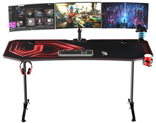 Stůl Arozzi Arena Gaming Desk, černá/červená (ARENA-RED) Herní, cable management mikrovlákno protiskluz