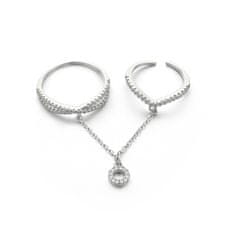 MOISS Luxusní dvojitý prsten ze stříbra se zirkony R00022 (Obvod 52 mm)