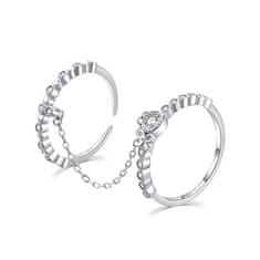 MOISS Půvabný dvojitý prsten ze stříbra se zirkony R00022 (Obvod 54 mm)
