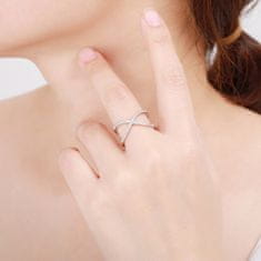 MOISS Minimalistický dvojitý prsten ze stříbra se zirkony R00021 (Obvod 52 mm)