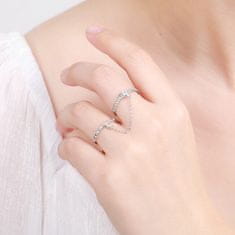 MOISS Půvabný dvojitý prsten ze stříbra se zirkony R00022 (Obvod 54 mm)