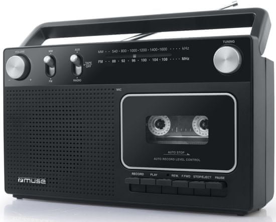 Muse M-152RC, přenosné rádio s kazetou