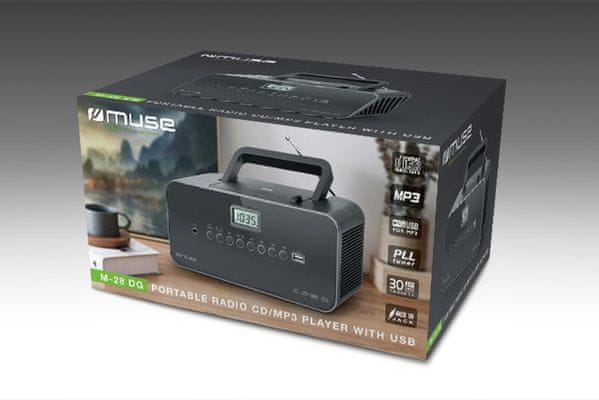  klasický rádiomagnetofón muse M-28 cd mechanika fm tuner držadlo batérie elektrická sieť Bluetooth technológia reproduktor aux in vstup 