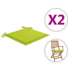 Vidaxl Podušky na zahradní židle 2 ks zářivě zelené 40x40x4 cm textil