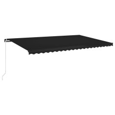 Greatstore Ručně zatahovací markýza s LED světlem 500 x 350 cm antracitová