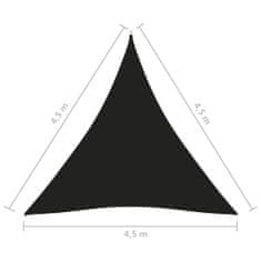 Greatstore Stínící plachta oxford trojúhelníková 4,5 x 4,5 x 4,5 m černá