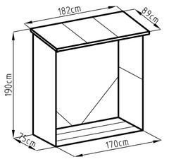 Greatstore Zahradní přístřešek na dřevo WA-A, 190 x 182 x 89 cm