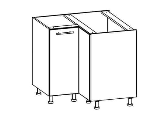 Nejlevnější nábytek COLBY, dolní rohová skříňka D90NW, bílý lesk