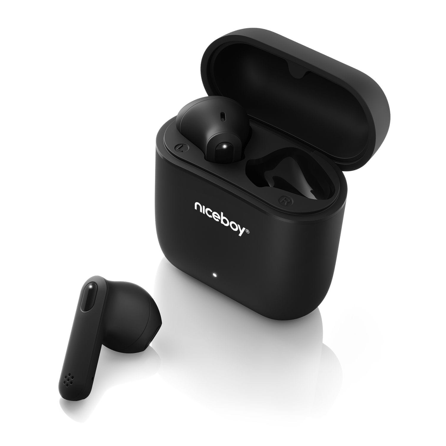  bluetooth prenosné slúchadlá niceboy hive beans pre bezdrôtová IPX4 aac sbc nabíjací box 20 h prevádzka celkom vhodné aj pre športovcov mikrofón handsfree hlasové ovládanie špičkový zvuk 10 mm výkonné meniče maxxbass technológia