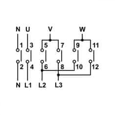 Tracon Electric Reverzační vačkový přepínač 32A 64×64mm