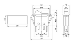 Tracon Electric Kolébkový vypínač ON-OFF červený podsvětlený, 16A, 250V IP 40 Balení: 5 ks