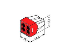 Wago Spojovací svorka bezšroubová - 4 vodiče 13x13,1x19,5mm 10 ks