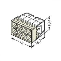 Spojovací svorka bezšroubová - 8 vodičů 18x10,4x16,7mm 10 ks