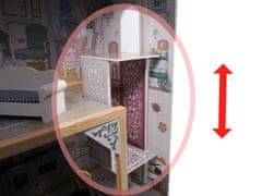 Ikonka Dřevěný domeček pro panenky z MDF + nábytek 122cm XXL LED