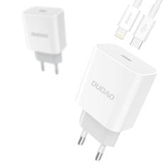 DUDAO A8EU síťová nabíječka USB-C PD 20W + kabel USB-C / Lightning 2.4A, bílý