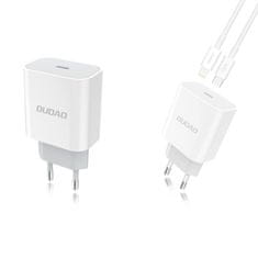 DUDAO A8EU síťová nabíječka USB-C PD 20W + kabel USB-C / Lightning 2.4A, bílý