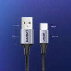 Ugreen kabel USB / USB-C QC 3A 1m, šedý