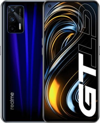 Realme GT 5G, velký AMOLED displej, Full HD+ dlouhá výdrž velkokapacitní baterie, ultra rychlé nabíjení, výkonný procesor, čtyři fotoaparáty, ultraširokoúhlý, makro, NFC obnovací frekvence SuperDart 65W nabíjení Qualcomm Snapdragon 888 5G vlajková loď Android 11 Realme UI 2.0 Bluetooth 5.2 čtečka otisků prstů v displeji bezrámečkový displej 64Mpx hlavní snímač zoom 4K videa 5G internet nejrychlejší internet WiFi 6 výkonný telefon