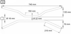 SEFIS Z9 univerzální řídítka 22mm chrom šířka 74cm