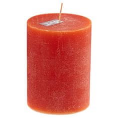 Rustikální svíčka DutZ, Výška 15 cm, průměr 10 cm, barva korálově červená