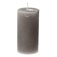 Rustikální svíčka DutZ, Výška 15 cm, průměr 7 cm, barva světle šedá