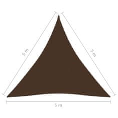 Greatstore Stínící plachta oxfordská látka trojúhelníková 5x5x5 m hnědá