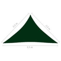 Greatstore Stínící plachta oxford trojúhelník 2,5x2,5x3,5 m tmavě zelená