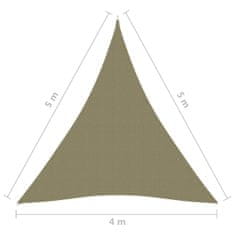 Greatstore Stínící plachta oxfordská látka trojúhelníková 4x5x5 m béžová