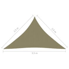 Greatstore Stínící plachta oxford trojúhelníková 2,5 x 2,5 x 3,5 m béžová