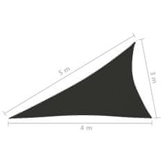 Greatstore Stínící plachta oxford trojúhelníková 3 x 4 x 5 m antracitová