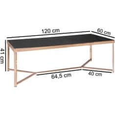 Bruxxi Konferenční stolek Lola, 120 cm, černá / měděná