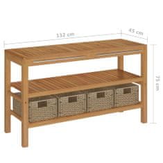 Greatstore Koupelnová skříňka masivní teak s umyvadly mramor černá