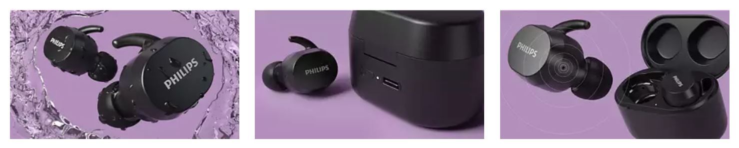  moderní Bluetooth sluchátka philips tat3216 podpora hlasových asistentů odolná vodě nabíjecí box dlouhá výdrž pohodlná v uších výkonné měniče dotykové ovládání handsfree funkce moderní design 