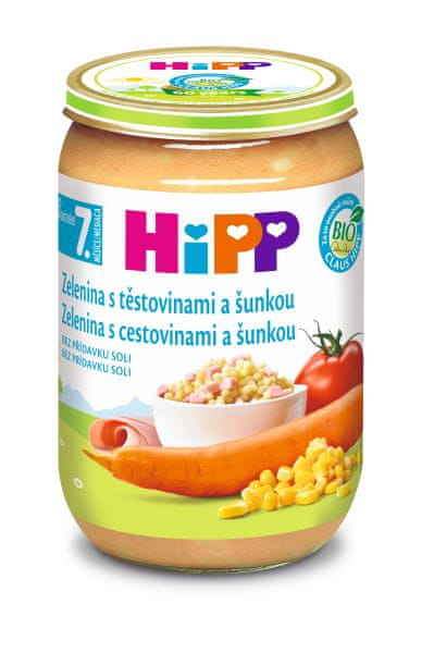 HiPP BIO zelenina s těstovinami a šunkou 6 x 220 g