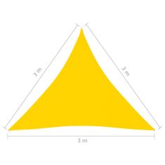 Greatstore Stínící plachta oxfordská látka trojúhelníková 3x3x3 m žlutá