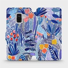 Mobiwear Flip pouzdro na mobil Samsung Galaxy A8 2018 - MP03P Modrá květena