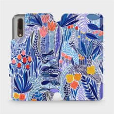 Mobiwear Flip pouzdro na mobil Huawei P20 - MP03P Modrá květena