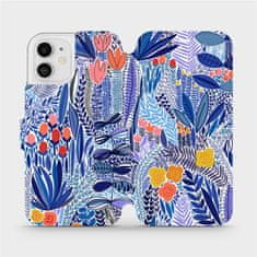 Mobiwear Flip pouzdro na mobil Apple iPhone 12 - MP03P Modrá květena